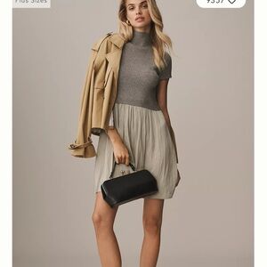 Gray Anthropologie The Thea Short Sleeve Twofer Mini Dress